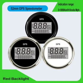 52mm Digital Odometer Fart Speed 0-999Km/h MPH Knop GPS Speedometers med Röd Bakbelysningt För Fordon Båt